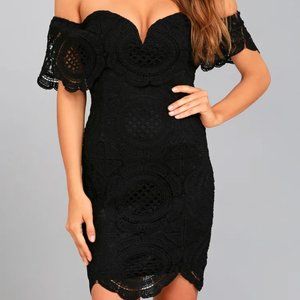 Lulus Black Lace Off the Shoulder Dress